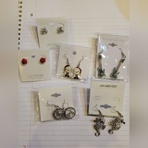 Assorted Silver and Red Earrings Set